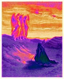 Abraão e os três anjos, ilustração de &39;The Dore Gallery&39;, gravado por Ligny, publicado c.1890 (imagem digital reforçada) de Gustave Dore